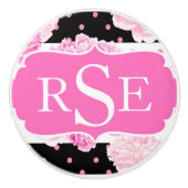 Schwarz-Weiß Horizontale Streifen Keramikknauf (Vorderseite)