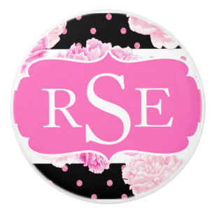 Schwarz-Weiß Horizontale Streifen Keramikknauf