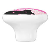 Schwarz-Weiß Horizontale Streifen Keramikknauf (Seitenansicht)