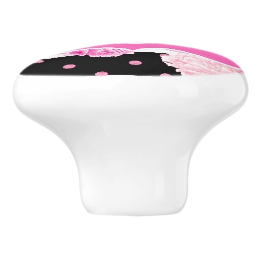 Schwarz-Weiß Horizontale Streifen Keramikknauf (Seitenansicht)