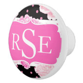 Schwarz-Weiß Horizontale Streifen Keramikknauf (Rechts)