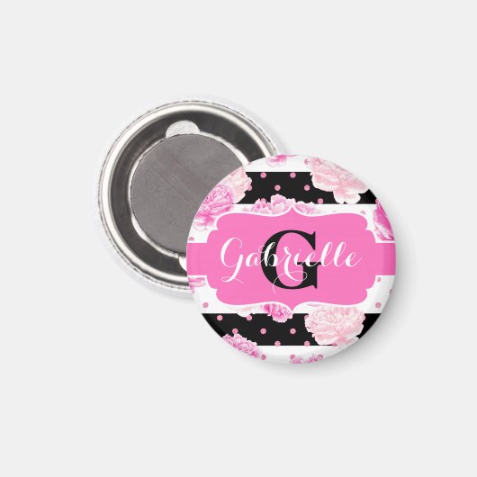 Schwarz-Weiß Horizontale Streifen Magnet (Vorderseite/Rückseite)