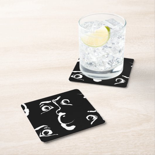 Schwarz-Weiß-Horror Rechteckiger Pappuntersetzer (Vor Ort)