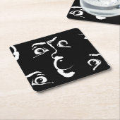 Schwarz-Weiß-Horror Rechteckiger Pappuntersetzer (angewinkelt)