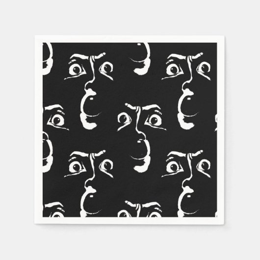 Schwarz-Weiß-Horror Serviette (Vorderseite)