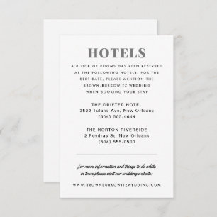 Schwarz-Weiß-Hotel-Unterkunftskarte RSVP Karte