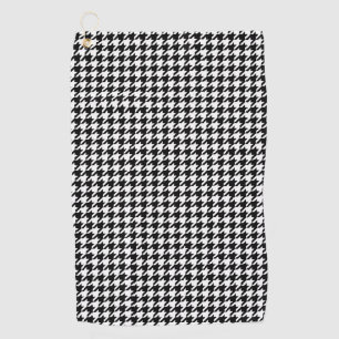 Schwarz Weiß Houndstooth Karo Stoff Golfhandtuch