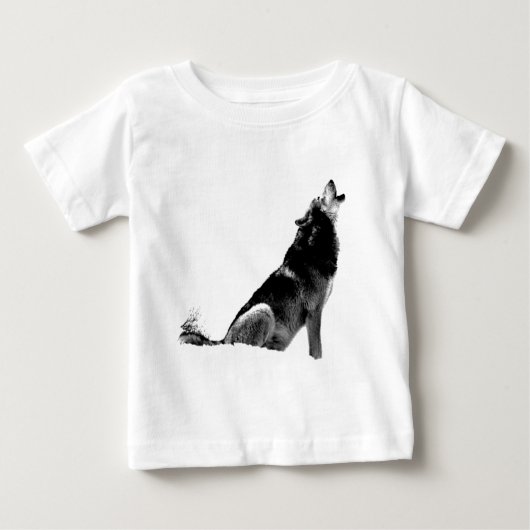 Schwarz-weiß Howling Wolf Baby T-shirt (Vorderseite)