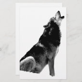 Schwarz-weiß Howling Wolf Briefpapier (Vorne/Hinten)