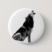 Schwarz-weiß Howling Wolf Button (Vorderseite)