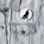 Schwarz-weiß Howling Wolf Button (Beispiel)