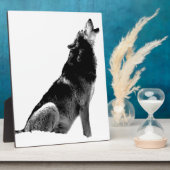 Schwarz-weiß Howling Wolf Fotoplatte (Seite)