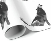 Schwarz-weiß Howling Wolf Geschenkpapier (Rolleneckpunkt)