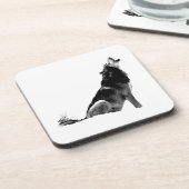 Schwarz-weiß Howling Wolf Getränkeuntersetzer (Linke Seite)