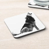 Schwarz-weiß Howling Wolf Getränkeuntersetzer (Linke Seite)