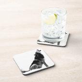 Schwarz-weiß Howling Wolf Getränkeuntersetzer (Rechte Seite)