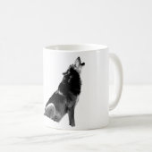 Schwarz-weiß Howling Wolf Kaffeetasse (VorderseiteRechts)