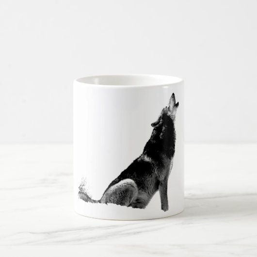 Schwarz-weiß Howling Wolf Kaffeetasse (Mittel)