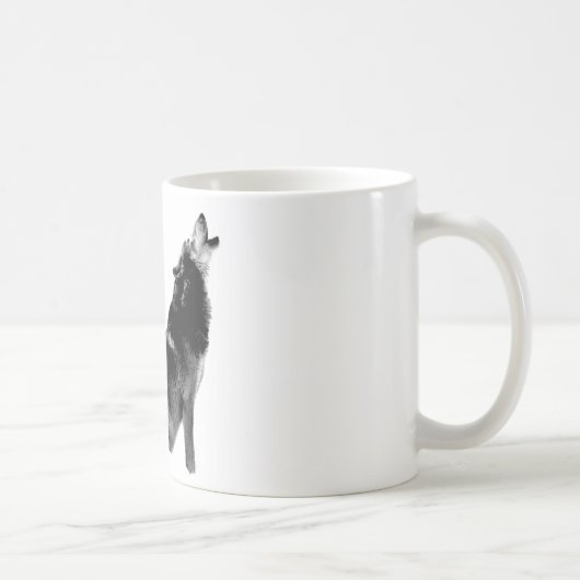 Schwarz-weiß Howling Wolf Kaffeetasse (Rechts)