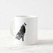 Schwarz-weiß Howling Wolf Kaffeetasse (Vorderseite Links)