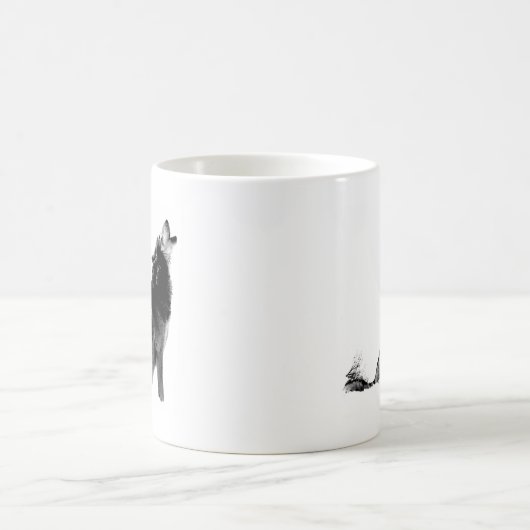 Schwarz-weiß Howling Wolf Kaffeetasse (Mittel)