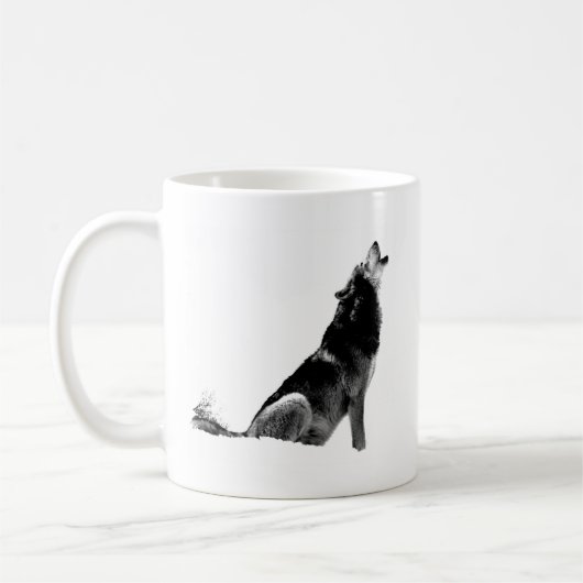 Schwarz-weiß Howling Wolf Kaffeetasse (Links)
