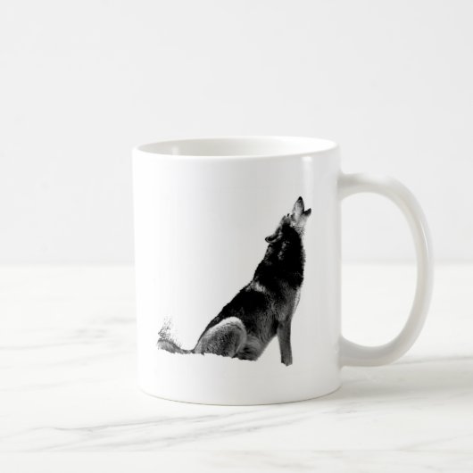 Schwarz-weiß Howling Wolf Kaffeetasse (Rechts)