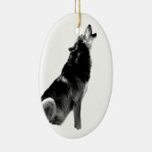 Schwarz-weiß Howling Wolf Keramik Ornament (Rechts)
