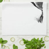 Schwarz-weiß Howling Wolf Küchentuch (Gefaltet)