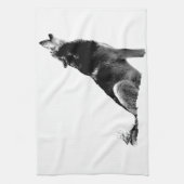 Schwarz-weiß Howling Wolf Küchentuch (Vertikal)