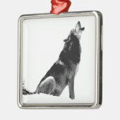 Schwarz-weiß Howling Wolf Silbernes Ornament (Links)