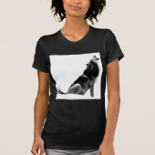 Schwarz-weiß Howling Wolf T-Shirt (Vorderseite)