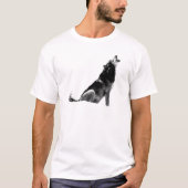 Schwarz-weiß Howling Wolf T-Shirt (Vorderseite)