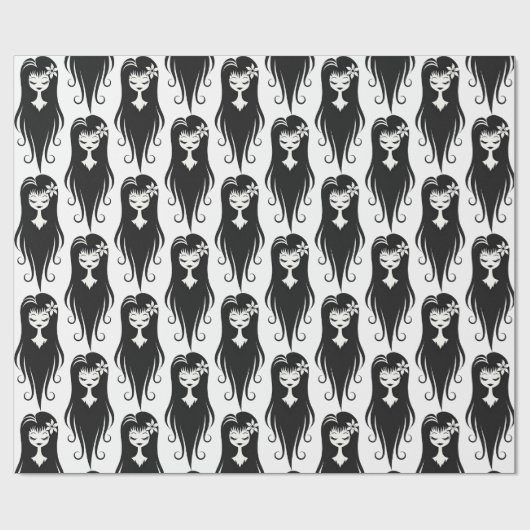 Schwarz-Weiß-Hübsch-Ghoul Geschenkpapier (Flach)