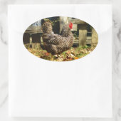 Schwarz-Weiß-Huhn Ovaler Aufkleber (Tasche)