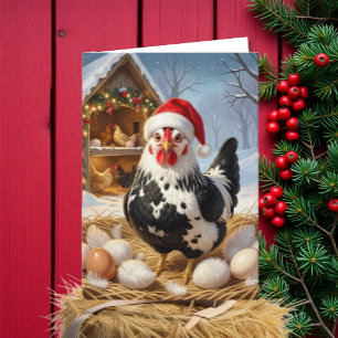Schwarz-Weiß-Huhn und Weihnachtswitz Lustig Karte