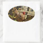 Schwarz-Weiß-Hühner im Bauernhof Ovaler Aufkleber (Tasche)