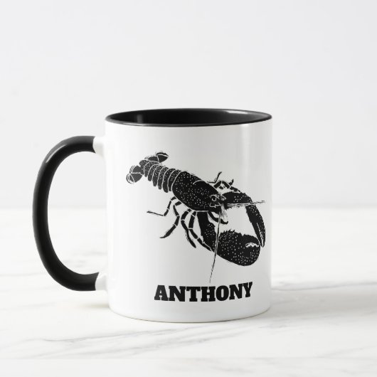 Schwarz-Weiß-Hummer Personalisiert Tasse (Links)