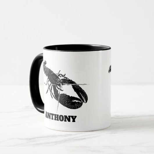 Schwarz-Weiß-Hummer Personalisiert Tasse (Vorderseite Links)
