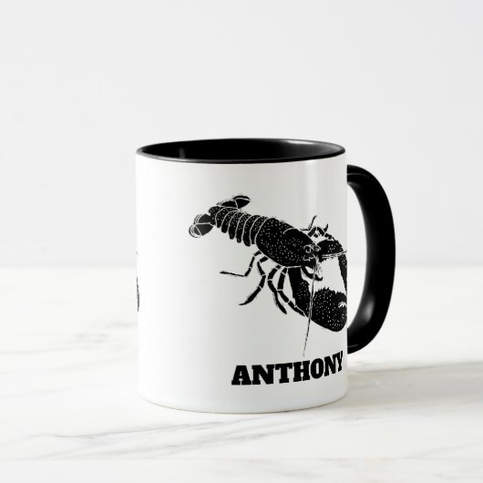 Schwarz-Weiß-Hummer Personalisiert Tasse (VorderseiteRechts)