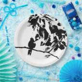 Schwarz-Weiß-Hummingbird-Silhouette Pappteller (Party)