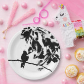 Schwarz-Weiß-Hummingbird-Silhouette Pappteller (Party)
