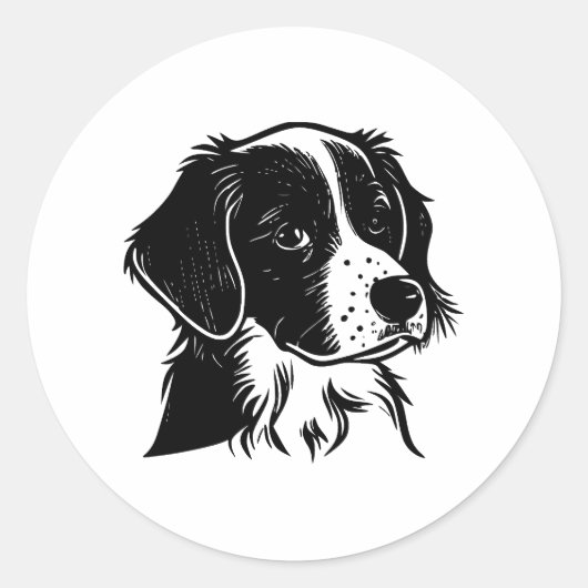 Schwarz-Weiß-Hund-Clipart-Artwork Runder Aufkleber (Vorderseite)