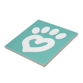 Schwarz-Weiß-Hund-Herzstück Aquamarin drucken Fliese (Seite)