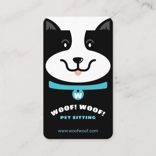 Schwarz-Weiß-Hund Hunde Sitzen & Grooming Visitenkarte (Vorderseite)