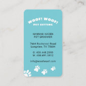 Schwarz-Weiß-Hund Hunde Sitzen & Grooming Visitenkarte (Rückseite)