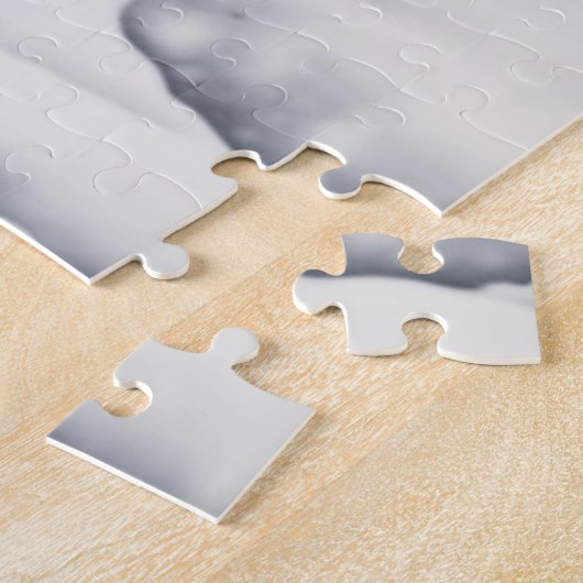 Schwarz-Weiß-Hund-KI-Sketch-Winterlandschaft Puzzle (Seite)