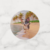 Schwarz-Weiß-Hund läuft am Strand Konfetti (Klein Vorderseite)