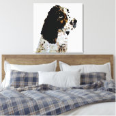 Schwarz-Weiß-Hund Malerei Springer Spanel Leinwanddruck (Insitu (Schlafzimmer))