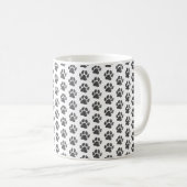Schwarz-Weiß-Hund-Paw-Druck Kaffeetasse (VorderseiteRechts)